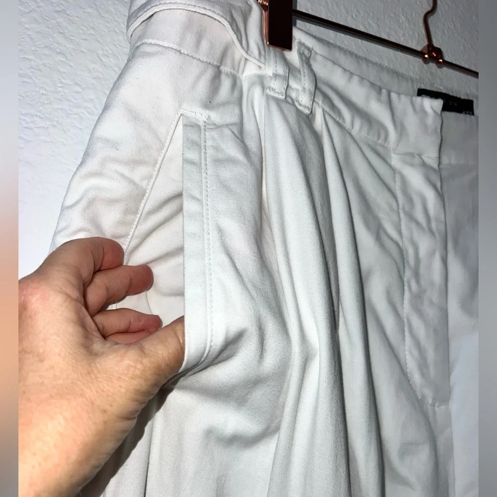 ASOS DESIGN tailored barrel leg white pants high rise belt loops pockets Sz‎ 12